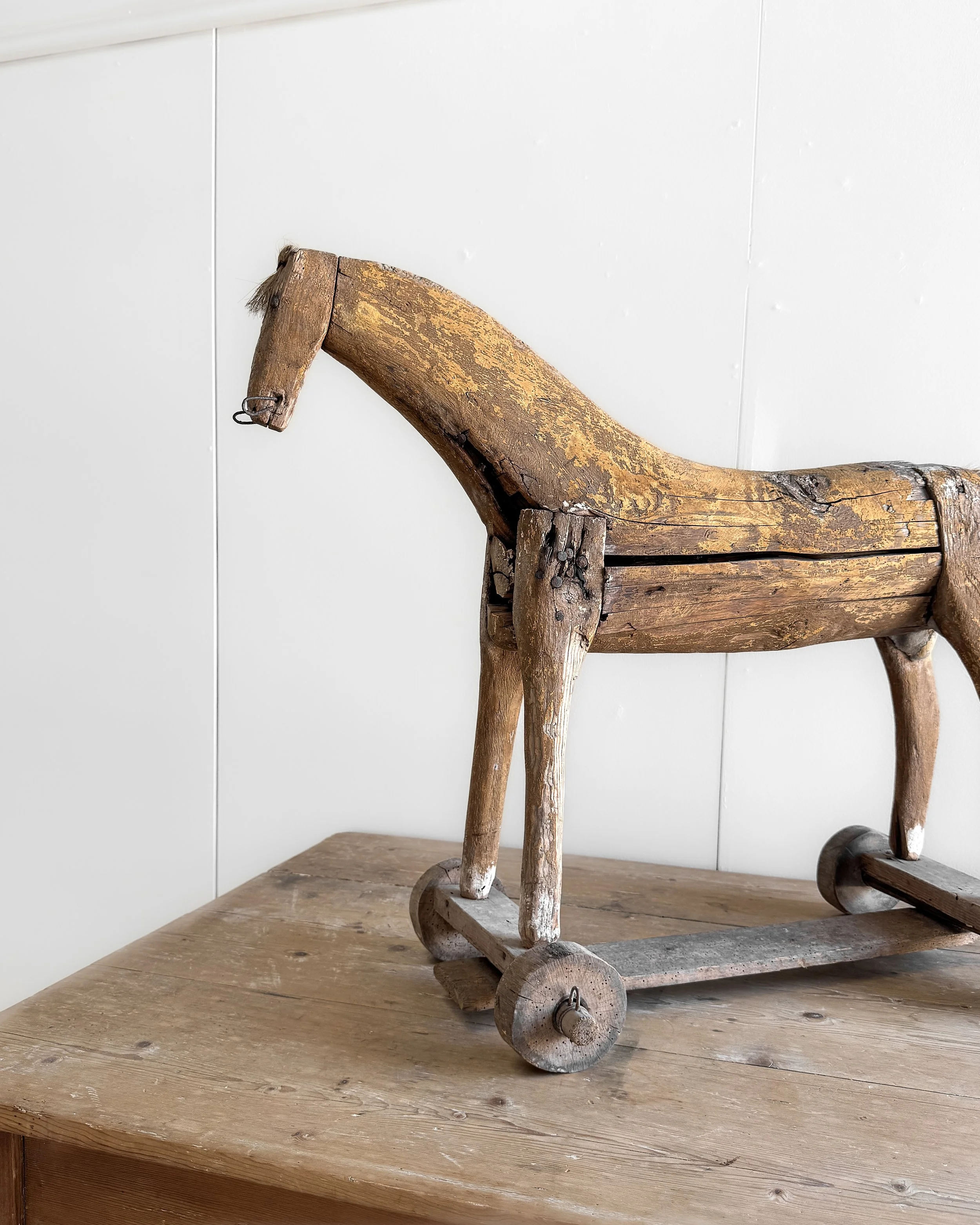 18th-Century Gustavian Wooden Horse on Wheels — East End Salvage